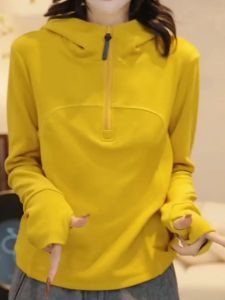 Thickened Double-sided Fleece Christmas Hat Half Zipper Hoodie Womens Autumn Winter High Warm Casual Inner Wear Top