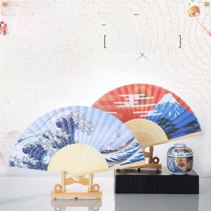 Delicate Sakura Japanese Style Folding Fan Decorative Ornaments for Home Restaurant Womens Folding Fan Paper Material