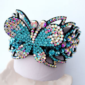 K-style Rhinestone Dance Performance Headdress Rhythmic Gymnastics Ballet Butterfly Crown Hair Band Bun Updo Hair Rubber Band
