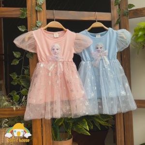 Váy bé gái Elsa đầm công chúa disney lưới thun cotton thoáng mát cho bé mặc đi học dạo phố Đầm Cho Bé Gái Đầm cộc tay