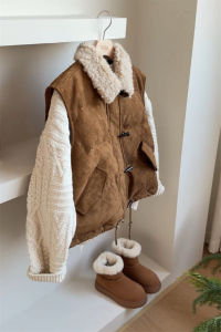 SHIMO | Suede Down Womens Vest Small Figure Short Winter