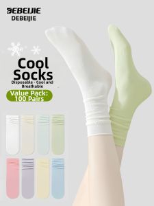 DEBEIJIE | One-Time Use Cool Socks for Women Thin Breathable Anti-Odor Mid-Calf Socks