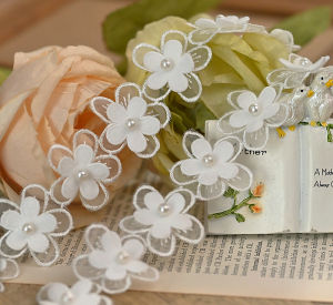 Three-Dimensional Beading Lace Pearl Tassel Handmade Beaded Accessories DIY Wedding Dress Childrens Clothing Shoes and Hat Decoration Lace Handmade