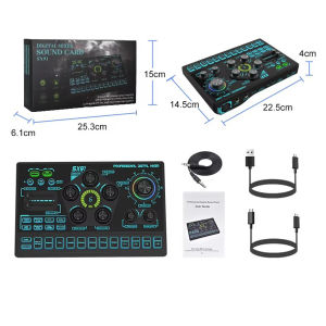 IRIN | Sound Card Podcast Microphone Sound Card Microphone Sound Mixer Live Sound Card Audio Mixing Console Amplifier for Livestreaming