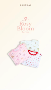 BABY HAI Rosy Bloom Series - Setelan Kancing Pundak Baju Pendek Celana Pendek