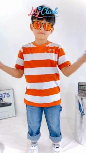 Lily And Clark Kaos Anak Laki-Laki Warna teracotta Stripe - KLC114