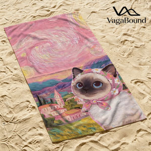 BILIBILI | Starry Night Siamese Cat Quick Drying Beach Towels Lightweight Fast-drying Super Absorbent It is a must-have item for summer