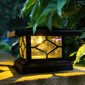 LED Solar Column Headlight Solar Powered Pillar Lamp Outdoor Fence Gate Solar Post Lamp for Courtyard Landscape Garden Decor