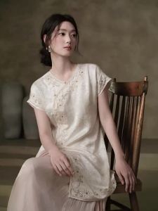 JK&JS | Cloud Embroidery Silky Flowered Heavy Duty Short Dress New Style