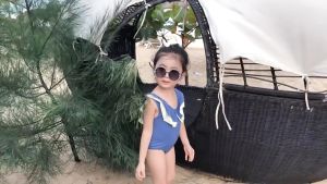 Đồ Bơi Bé Gái Bikini Bé gái Hở Lưng Đan Chéo Cho Bé Gái 9-28Kg