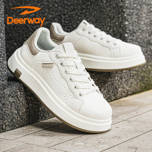 Deerway Mens Casual Sports Shoes Breathable Fall Season Soft Bottom Hiking Travel Trendy White Shoes Comfortable All-Match