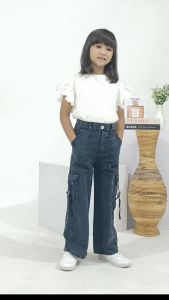 TERBARU celana kulot jeans cargo anak perempuan usia 5-17 tahun model terbaru