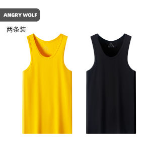 Mens Yellow Pure Cotton Vest Summer Crossbar Sports Fitness White Underwear Spring Autumn Base Sweatshirt Shoulderless Sleeveless