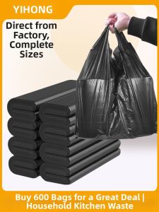 Yihong | Heavy-Duty Large Black Kitchen Trash Bags with Drawstring