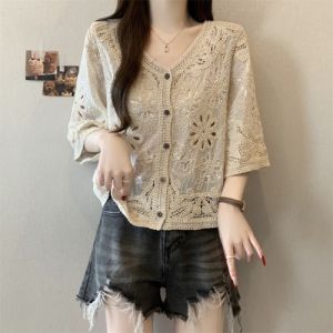 AIYITI | Lace See-Through Sparkling SPF Shirt