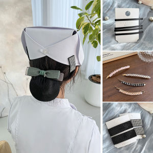 Elegant Nurse Hat Clip Fixed Hair Diamond One-word Hair Accessories Side Clips Back-of-Head Clips Headwear for Daily Use