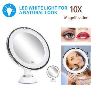 10X Magnifying Makeup Mirror with LED Light Adjustable HD Vanity Mirror 360 Degree Rotatable Bedroom Bathroom Cosmetic Mirror