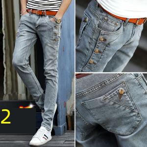Quần Jeans Nam Ôm Vừa Màu Sắc Mùa Thu Quần Dài Thường Ngày Dáng Rộng Cạp Trung Quần Denim Nam Phong Cách Đường Phố
