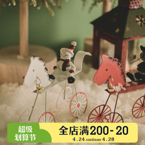 Cute Christmas Wrought Iron Reindeer Snowman Old Man Carriage Decoration Desktop Show Window Decoration Kids Small Gifts Present