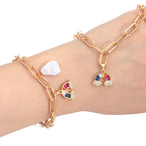 1Pc Gold Plated Zircon Brass Sun Moon Star Cacti Rainbow Charm Pendant for Bracelet Necklace Earring Making DIY Jewelry