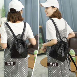 Womens Mini Casual Travel Soft Leather Backpack Fashionable Korean Style Dual Shoulder Bag Lightweight Foldable PU Material