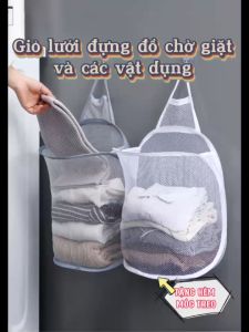 [MỚI] Giỏ lưới đựng quần áo bẩn chờ giặt thoáng khí kèm móc dán tường siêu chắc - F007. Hanging dirty clothes basket