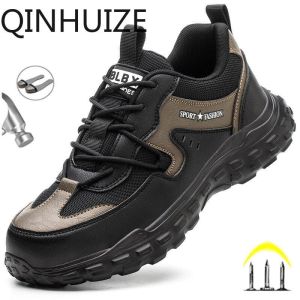 QINHUIZE Safety Shoes for Men 6KV Insulation Lightweight Mens Steel Boots Anti-Breaking Anti-Punching Indestructible Protective Shoes