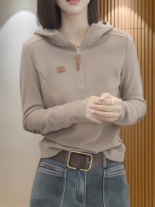 มีฮู้ด เสื้อสเว็ตเชิ้ต ผู้หญิง แฟชั่น ลำลอง กํามะหยี่แขนยาวบาง หลากหลาย อ่อนเยาว์ เสื้อท่อนบน โพลีเอสเตอร์ ไฟเบอร์ K-style หลวม Classic