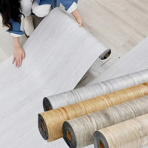 Vinyl Flooring Roll 15.7"W X 118"L/ 12.9 Sq.Ft Wood Grain Peel and Stick Wall Tiles Vinyl Plank Flooring for Any Room Easy DIY