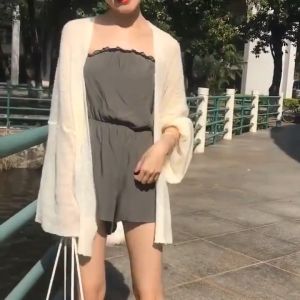 Women Knitted Sweater Cardigan Outerwear Casual Loose Long Sleeve Korean Style 韩版宽松薄夏日防晒衣短款外套长袖针织开衫披肩女