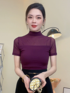 Casual Mesh Short Sleeve Half High Collar T-Shirt: A Versatile Summer Choice