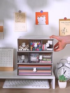 Mainland Rak Meja Kelinci Laci Penyimpanan Susun Serbaguna Desktop Drawer Rak Alat Tulis Stationery Kotak Pensil Mini Storage Box Rak Kosmetik Laci Meja Kerja Aesthetic HSB688