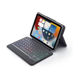 MD Keyboard Case for iPad Mini 6 8.3-inch 2021 7 Color Backlight - 360° Swivel - Auto Sleep/Wake Ultra Slim Wireless Detachable Bluetooth Keyboard Case for iPad Mini 6th Generation Black