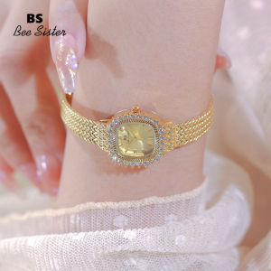 นาฬิกาแฟชั่นผู้หญิงลดกระหน่ำนาฬิกาข้อมือลำลองสแตนเลสสายเหล็กนาฬิกาควอตซ์กันน้ำสุภาพสตรีหรูหราพลอยเทียมทรงสี่เหลี่ยมของ