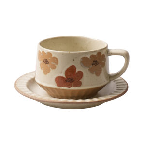 SHELI | Elegant Retro Coffee Cup and Saucer Set with Hand-painted Design