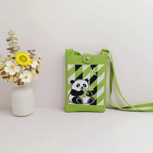 2024 New Arrival Chengdu Grandpa Panda Knitting Mobile Phone Bag Cute Handbag Shoulder Crossbody Phone Bag Coin Purse