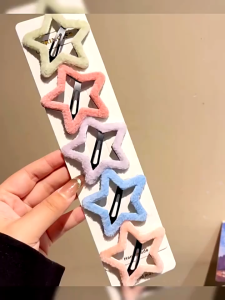 Klip Rambut Bintang / Jepit Rambut Bintang Bulu Motif Kartun Lucu