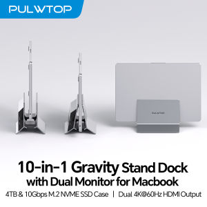PULWTOP MacBook Pro Docking Station with 2 HDMI 4K 60Hz USB A/C 10Gbps PD Ethernet SD/TF with MacBook ProAir M3M4M5