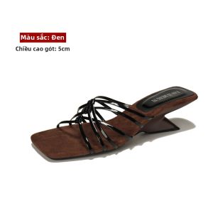 MIFEI | Dép Sandal Mũi Vuông Gót Cao Phong Cách La Mã