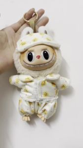 Bộ Đồ Ngủ Ba Món Labubu Mini Kèm Mặt Nạ Ngủ Phụ Kiện Búp Bê Nhồi Bông Dễ Thương Phong Cách Idol Dành Cho Trẻ Em 15-17cm V1 V2 Quà Tặng Quần Áo Búp Bê