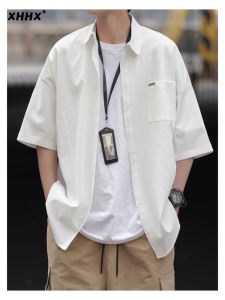 Áo Sơ Mi Nam Tay Ngắn Mùa Hè Ice Silk Dáng Rộng Thoải Mái Thường Ngày Áo Khoác Ngoài Thường Ngày Thoáng Khí Màu Trơn