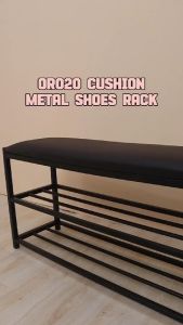E-Morah (Buatan Malaysia) OR020 Metal Shoe Rack Sturdy with Cushion Bench with 2 Tier Shoe Storage Shoe Rack Shoe Shelf Rak Kasut Besi Kuat Kusyen Lembut