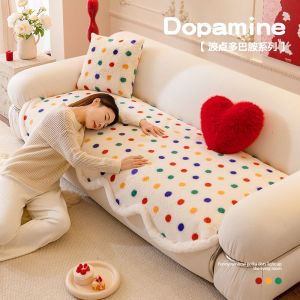 Dopamine Rabbit Fur Sofa Cushion Winter Anti-Slip Irregular Shape Straight Row Seat Pad 2024 New Autumn Winter Cover Cloth