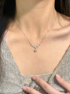 999 Pure Silver Chrysanthemum Necklace for Women Luxury Minimalist High-End Ankle Bone Chain Valentines Day Gift Fresh out Design