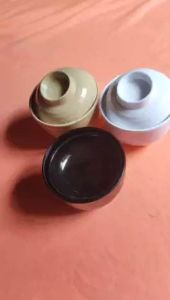 Bát súp / thố súp miso / hũ có nắp nhựa melamine trắng HU 88 - Ø 9.9 x 8.9 cm