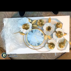 Đồng Hồ Treo Tường Trang Trí Decor Đẹp - Đồng Hồ Chính Hãng - Mẫu Hoa Mai Trắng May Mắn - BH 5 Năm- D1 Home -HMT