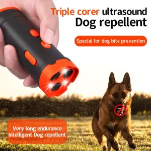 NEW Ultrasonic Dog Repeller LED Light Tri-core High Power Portable Handheld Ultrasonic Dog Trainer Repels Large Vicious Dogs