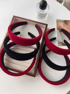 French Style Retro Headband Velvet Wine Red Headbands Wide-brimmed Sponge Headband Fashion Elegant Hair Band High End Headdress for Women