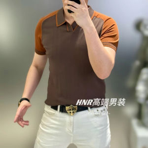 Summer 2025 Mens Short Sleeve POLO Shirt Casual Knitted Half Sleeve Turn-down Collar Fashionable Top Youth Urban Style