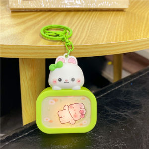 Creative Cartoon Cute Little White Rabbit Keychain Car TV Couple Keychains PVC Plastic Hardware Material Festive Gift